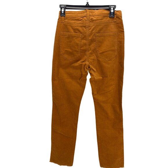 Mud Pie Corduroy Pants S NWT Women’s Brown Crop Raw Hem Stretch Casual - Picture 6 of 7